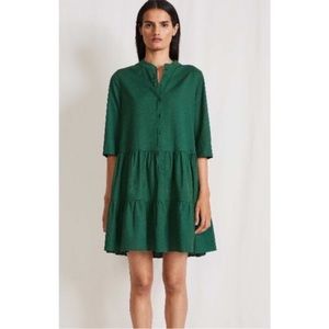 NEW Apiece Apart Maurino Drop Waist Mini Dress Jadeite XL